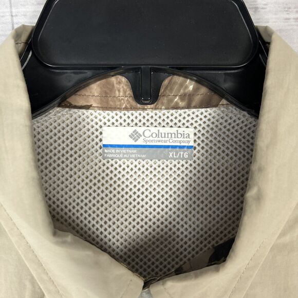 Columbia PFG Vented Shirt Mens Button Down Fishing XL Relaxed Beige Nylon - Picture 6 of 11